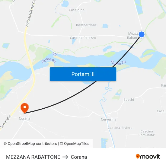 MEZZANA RABATTONE to Corana map