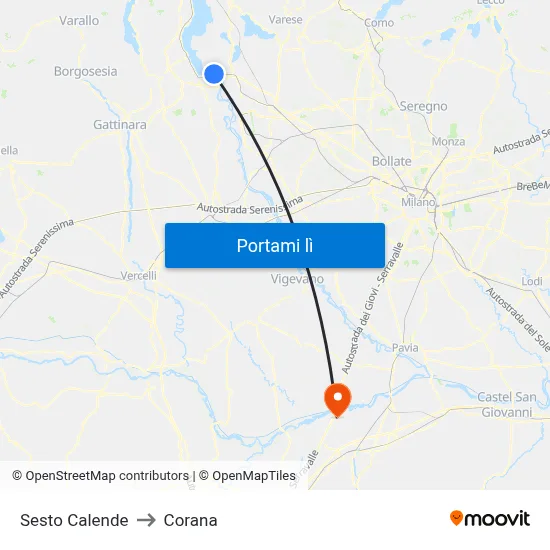 Sesto Calende to Corana map