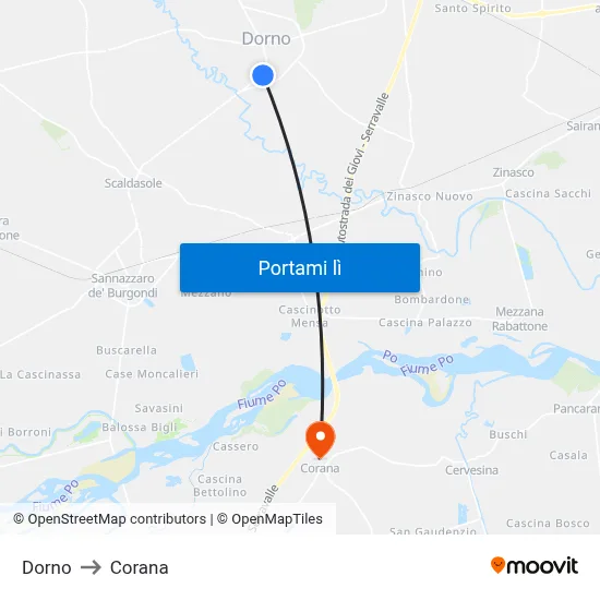 Dorno to Corana map