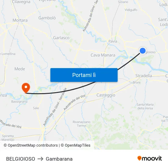 BELGIOIOSO to Gambarana map