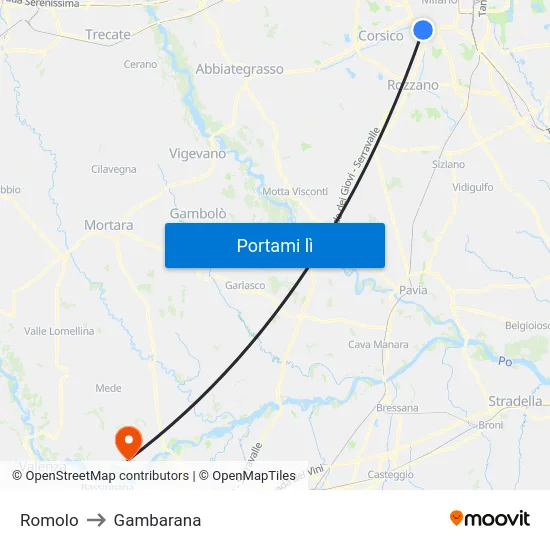 Romolo to Gambarana map