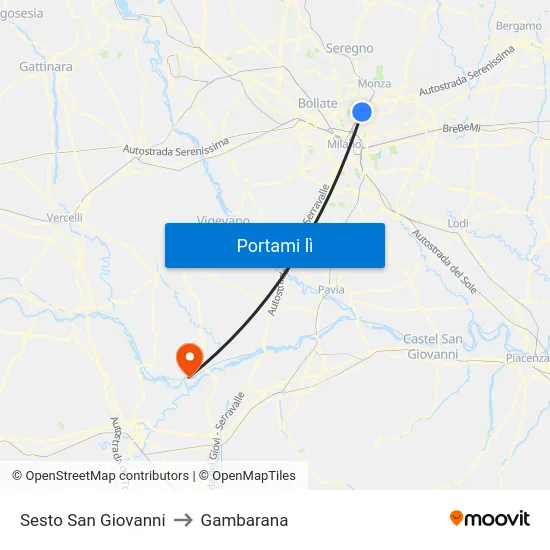 Sesto San Giovanni to Gambarana map