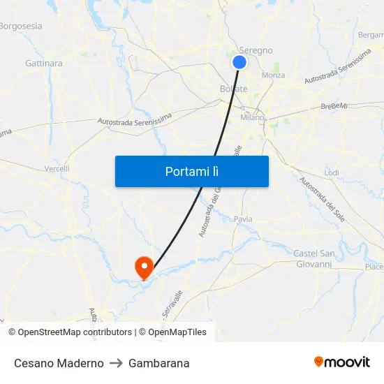 Cesano Maderno to Gambarana map