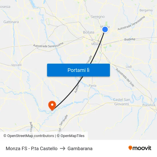 Monza FS - P.ta Castello to Gambarana map