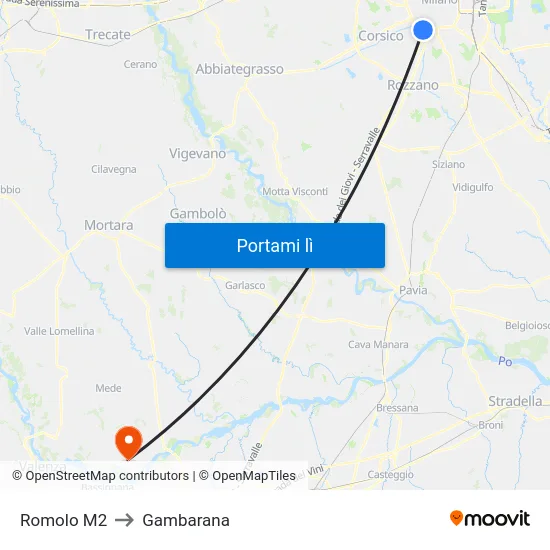 Romolo M2 to Gambarana map