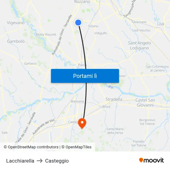 Lacchiarella to Casteggio map