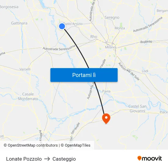 Lonate Pozzolo to Casteggio map