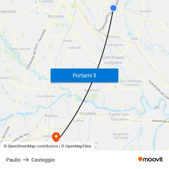 Paullo to Casteggio map