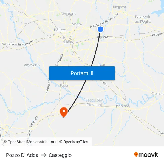 Pozzo D' Adda to Casteggio map