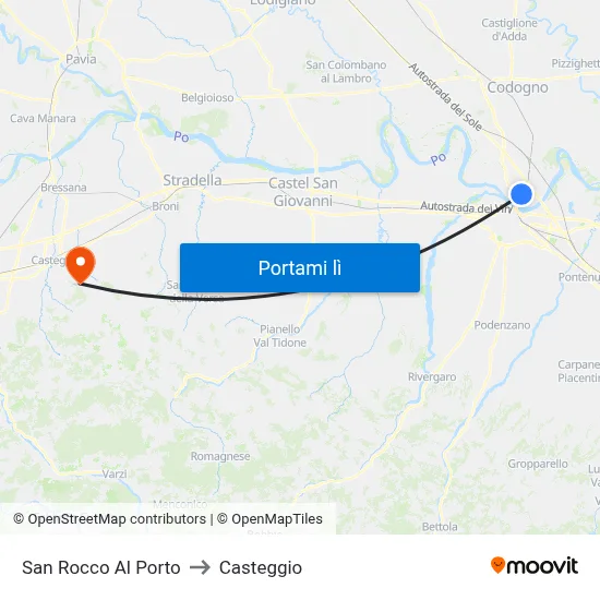 San Rocco Al Porto to Casteggio map
