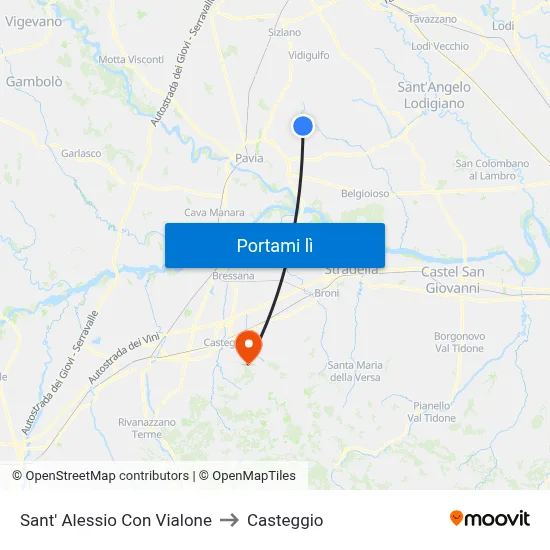 Sant' Alessio Con Vialone to Casteggio map