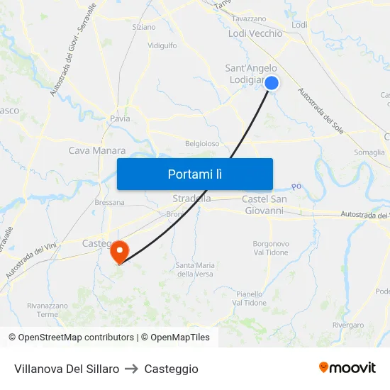 Villanova Del Sillaro to Casteggio map