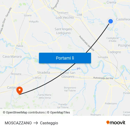 MOSCAZZANO to Casteggio map