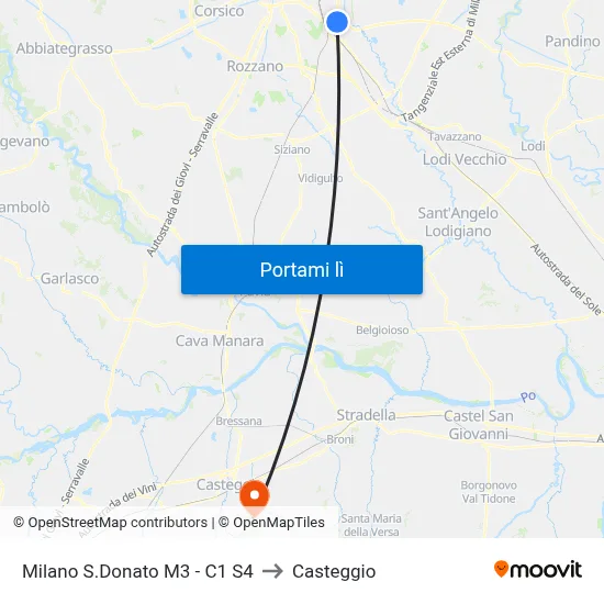 Milano S.Donato M3 - C1 S4 to Casteggio map