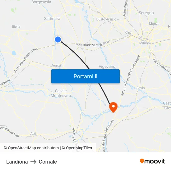 Landiona to Cornale map