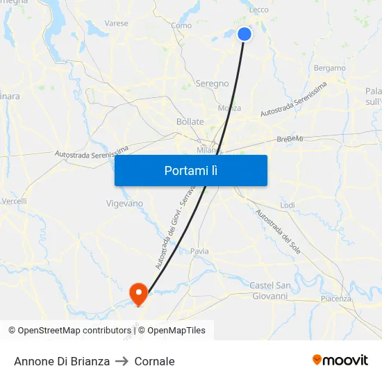 Annone Di Brianza to Cornale map
