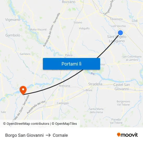 Borgo San Giovanni to Cornale map