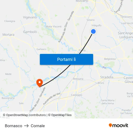 Bornasco to Cornale map