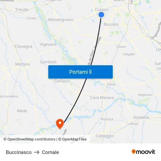 Buccinasco to Cornale map