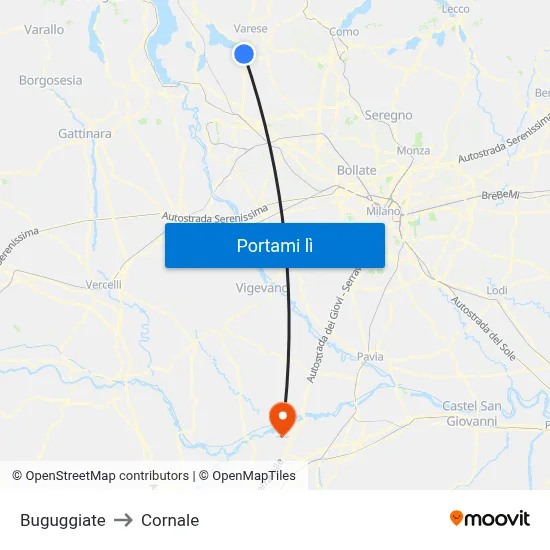 Buguggiate to Cornale map