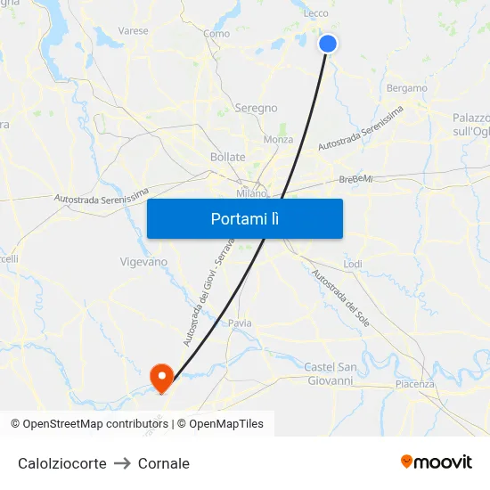 Calolziocorte to Cornale map