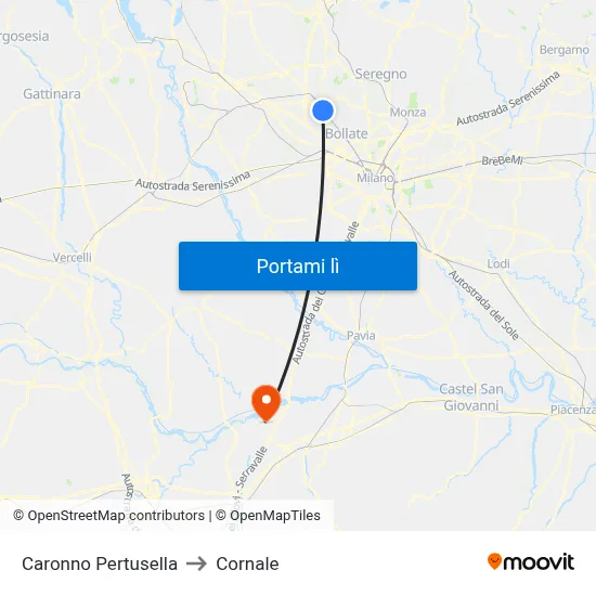 Caronno Pertusella to Cornale map