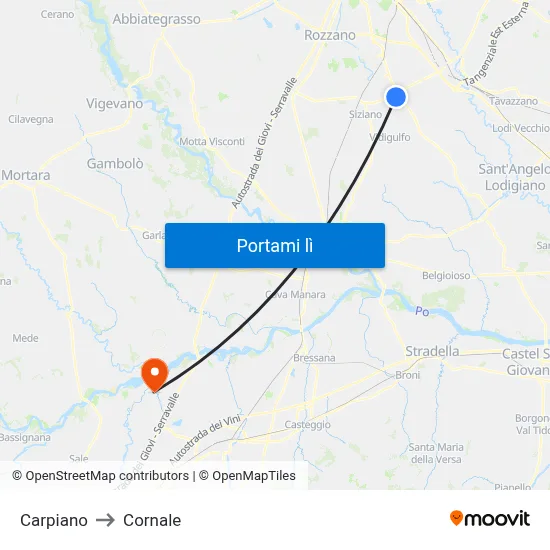 Carpiano to Cornale map