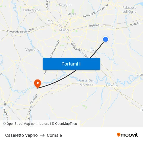 Casaletto Vaprio to Cornale map