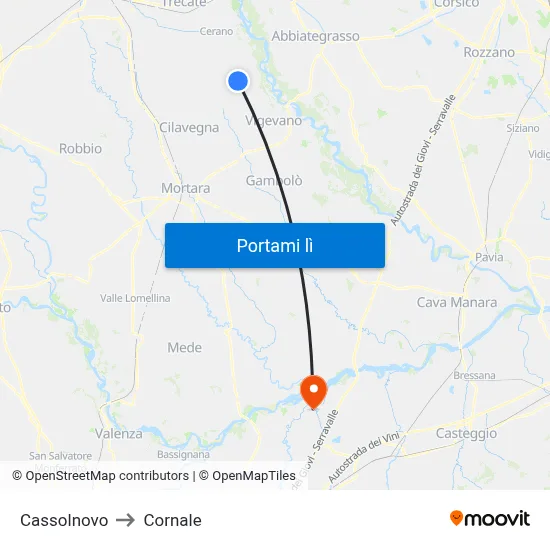 Cassolnovo to Cornale map