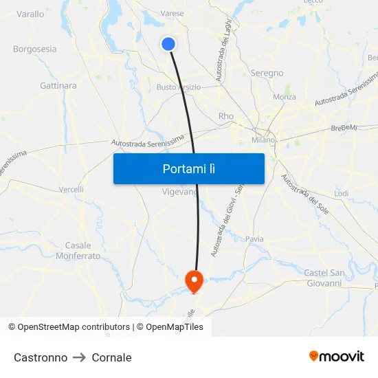 Castronno to Cornale map
