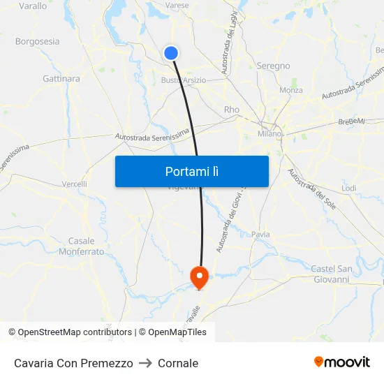 Cavaria Con Premezzo to Cornale map
