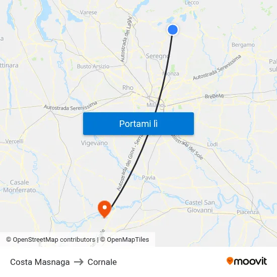 Costa Masnaga to Cornale map