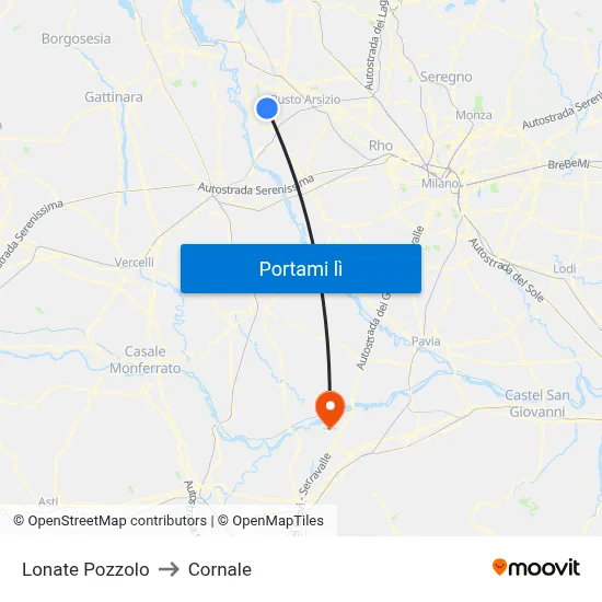 Lonate Pozzolo to Cornale map