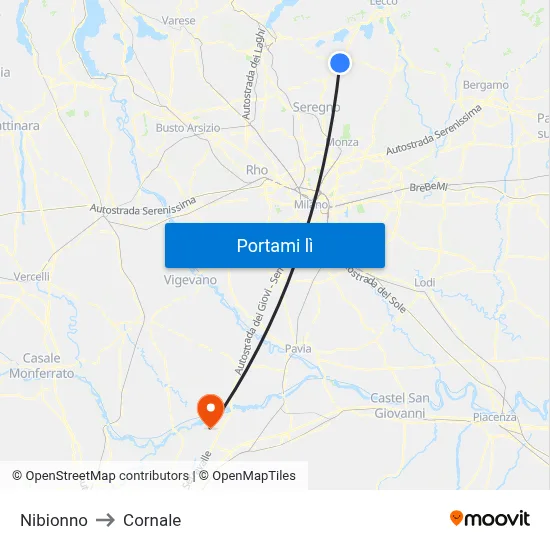 Nibionno to Cornale map