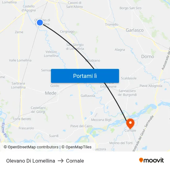 Olevano Di Lomellina to Cornale map
