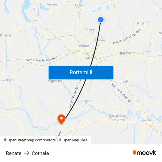 Renate to Cornale map