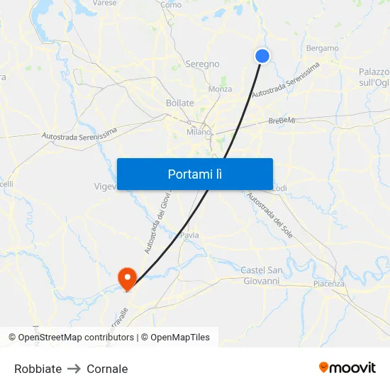 Robbiate to Cornale map