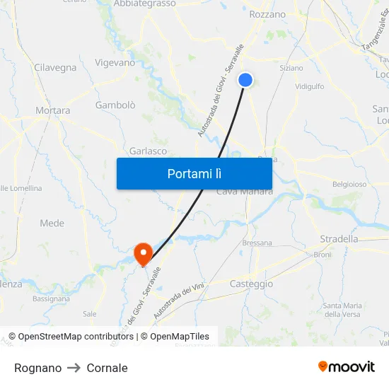 Rognano to Cornale map