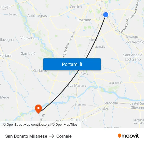 San Donato Milanese to Cornale map