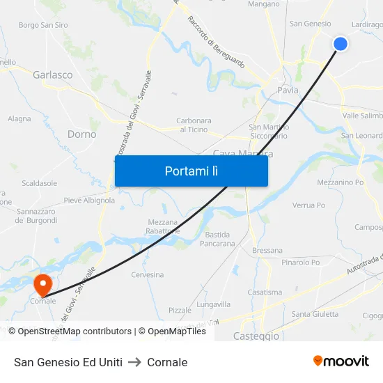 San Genesio Ed Uniti to Cornale map