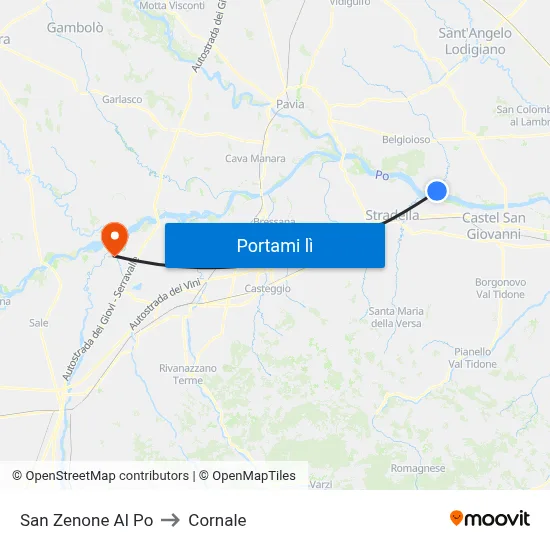 San Zenone Al Po to Cornale map