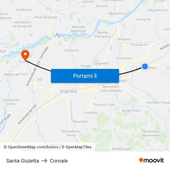 Santa Giuletta to Cornale map