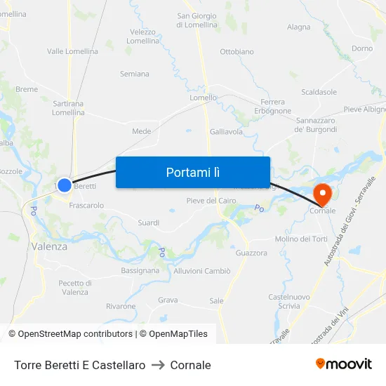 Torre Beretti E Castellaro to Cornale map