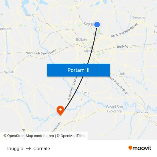 Triuggio to Cornale map