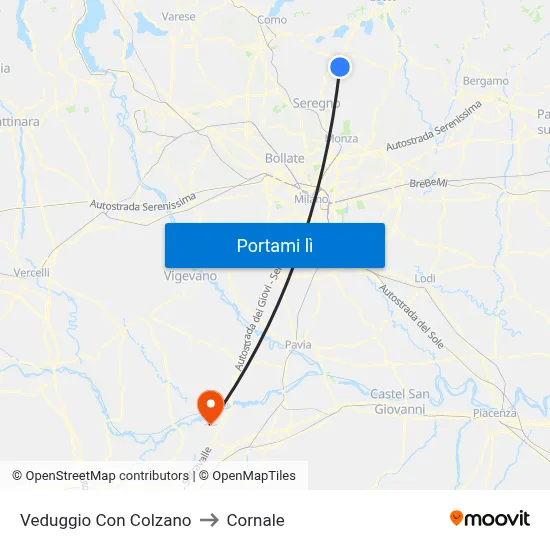Veduggio Con Colzano to Cornale map