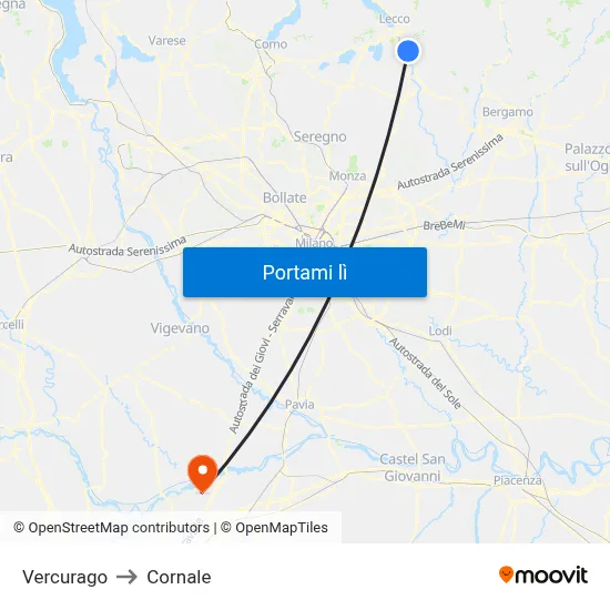 Vercurago to Cornale map