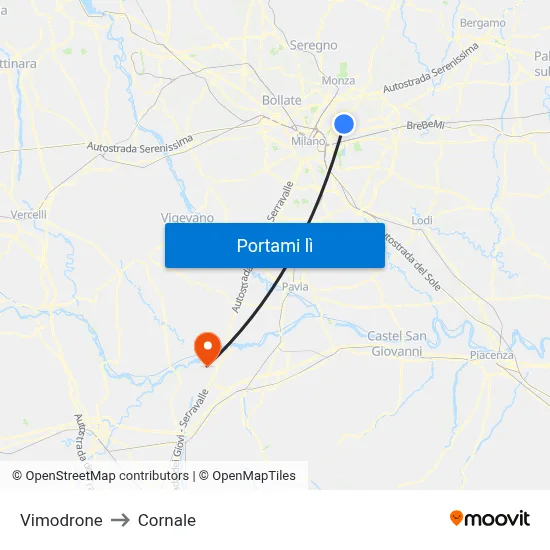 Vimodrone to Cornale map