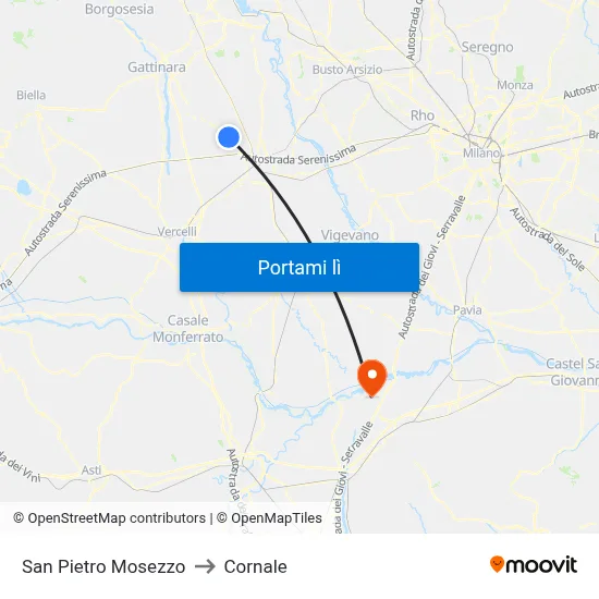 San Pietro Mosezzo to Cornale map