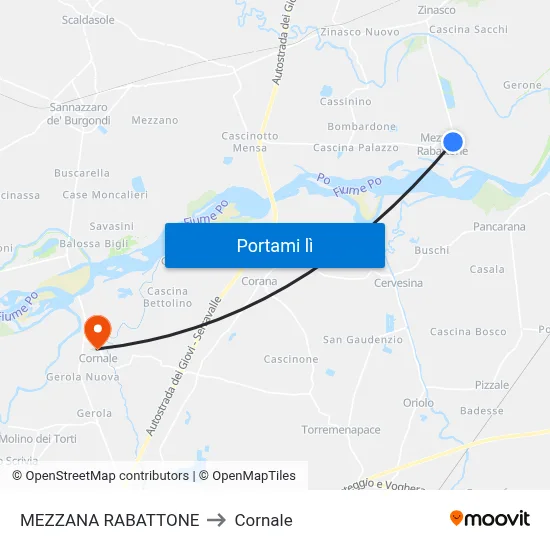 MEZZANA RABATTONE to Cornale map
