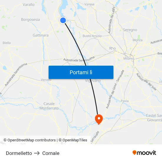 Dormelletto to Cornale map
